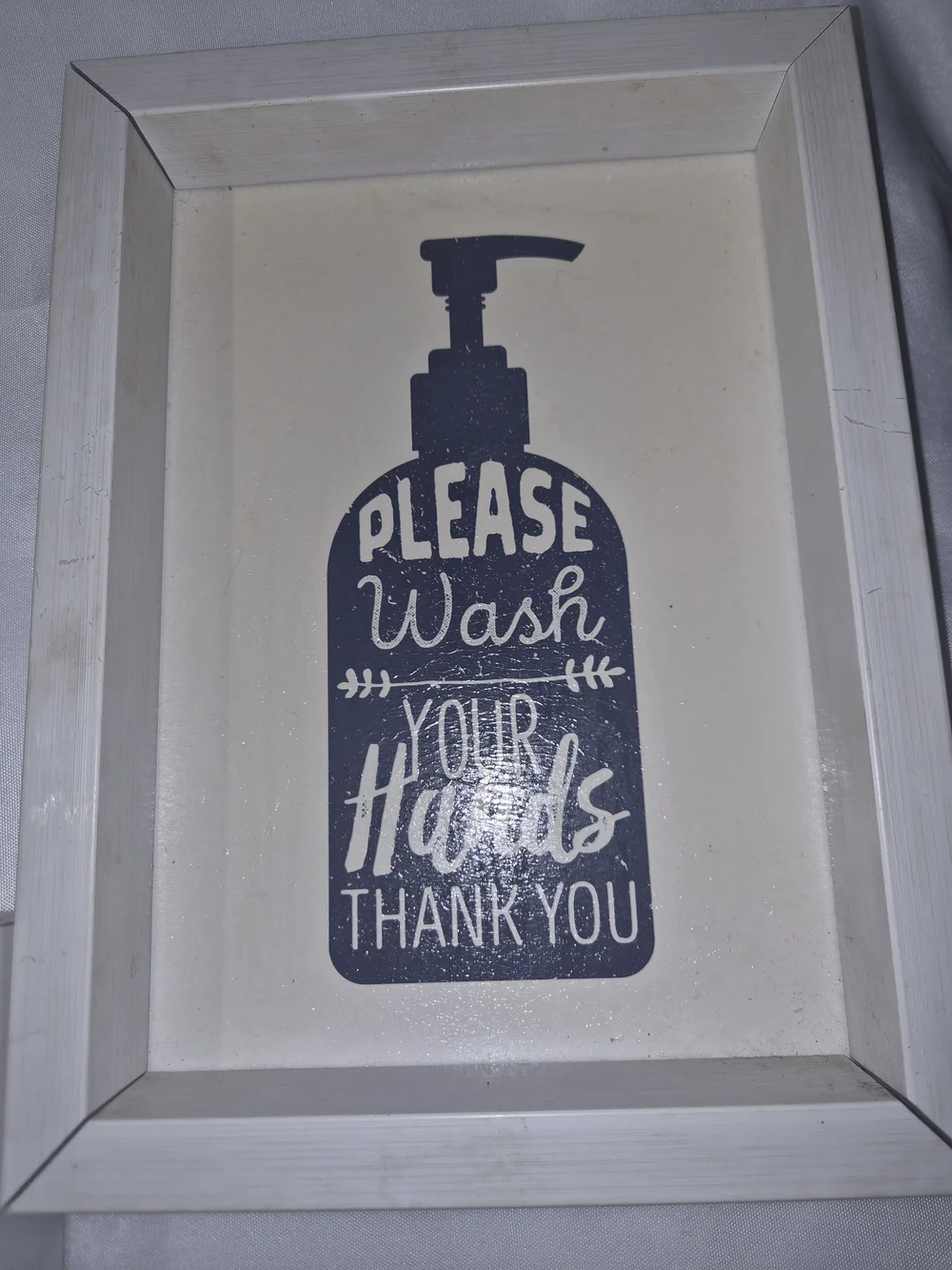 Bathroom Wall Art Set - White Frames with Navy Typography